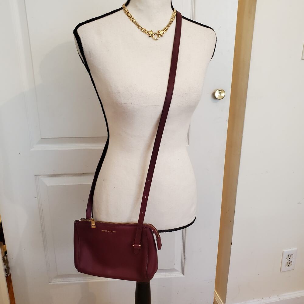 Marc Jacobs Burgundy Leather Commuter Crossbody Bag